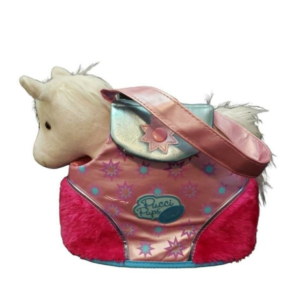 Pucci Pups Pet Horse with Carrier Plush 12 in Girls Stuffed Animal Pet Toy - Picture 1 of 9